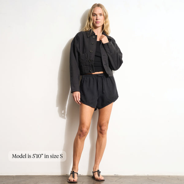 Womens Milo Drape Denim Twill Rec Short WWSR0005 Washed Black