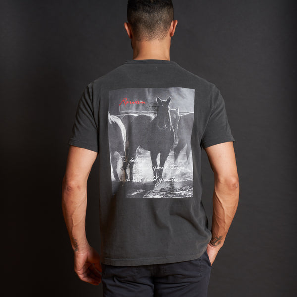 Mens Wild Horses Tee MKTP0019WH Faded Black