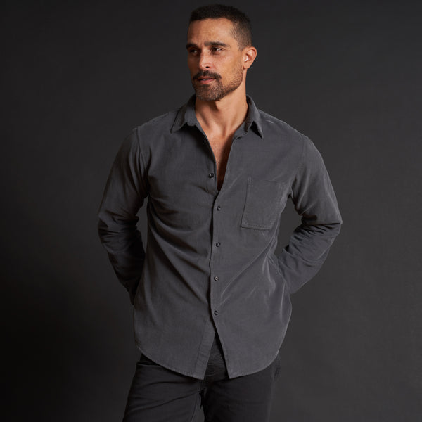 Mens Nobel Fine Wale Cord Shirt MWTP0011 Blue Dusk