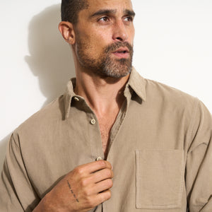 Mens Nobel Fine Wale Cord Shirt MWTP0011 Stone