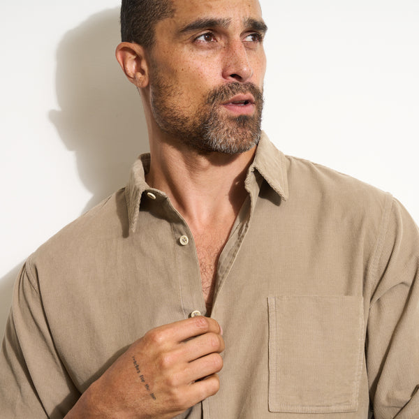Mens Nobel Fine Wale Cord Shirt MWTP0011 Stone