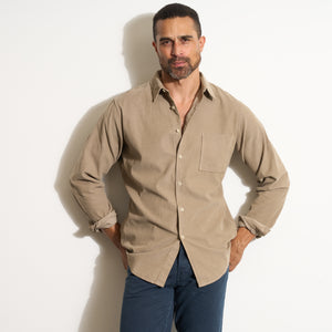 Mens Nobel Fine Wale Cord Shirt MWTP0011 Stone