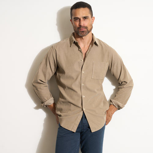 Mens Nobel Fine Wale Cord Shirt MWTP0011 Stone