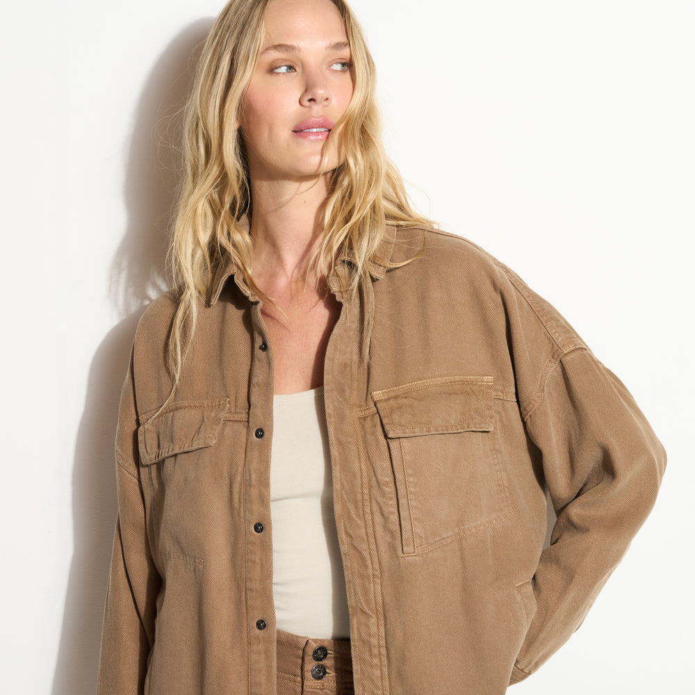 Womens Odette Drape Denim Twill Shirt Jacket WWOW0007 Drift