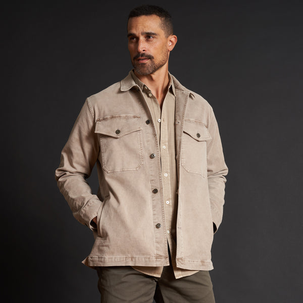 Mens Odessa Mid-Century Twill Field Jacket MWOW0010 Stone