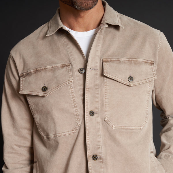 Mens Odessa Mid-Century Twill Field Jacket MWOW0010 Stone