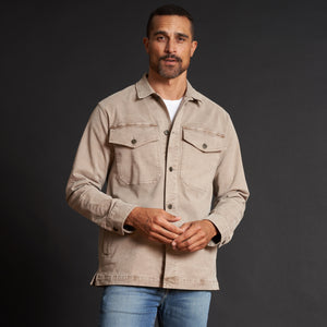 Mens Odessa Mid-Century Twill Field Jacket MWOW0010 Stone