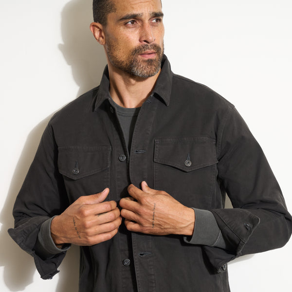 Mens Odessa Mid-Century Twill Field Jacket MWOW0010 Washed Black