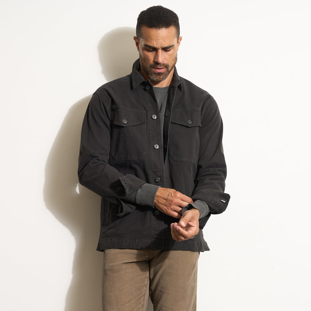 Mens Odessa Mid-Century Twill Field Jacket MWOW0010 Washed Black