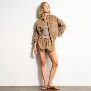Womens Odette Drape Denim Twill Shirt Jacket WWOW0007 Drift