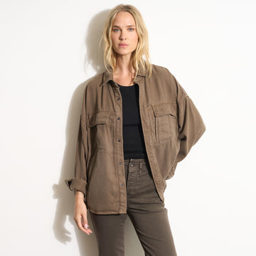 Womens Odette Drape Denim Twill Shirt Jacket WWOW0007 Sparrow