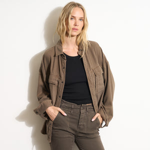 Womens Odette Drape Denim Twill Shirt Jacket WWOW0007 Sparrow