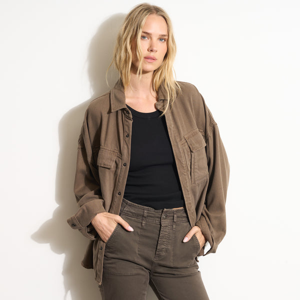 Womens Odette Drape Denim Twill Shirt Jacket WWOW0007 Sparrow