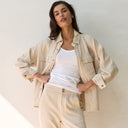 Womens Odette Drape Denim Twill Shirt Jacket WWOW0007 Bone