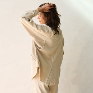 Womens Odette Drape Denim Twill Shirt Jacket WWOW0007 Bone