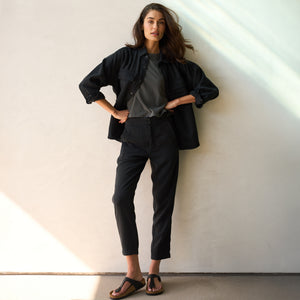 Womens Odette Drape Denim Twill Shirt Jacket WWOW0007 Washed Black