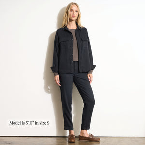 Womens Odette Drape Denim Twill Shirt Jacket WWOW0007 Washed Black