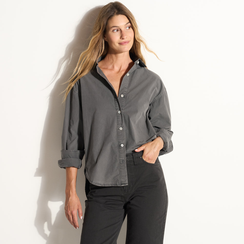 Womens Ophelia Poplin Boyfriend Shirt WWTP0016 Faded Black
