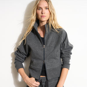 Womens Presley Felted Raglan Zip-Up WKLT0008 Faded Black Melange
