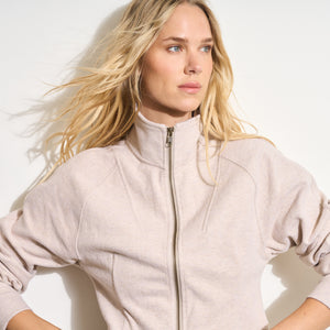Womens Presley Felted Raglan Zip-Up WKLT0008 Oat Melange