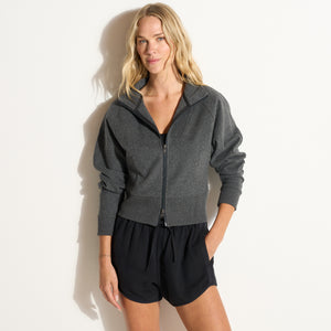 Womens Presley Felted Raglan Zip-Up WKLT0008 Faded Black Melange