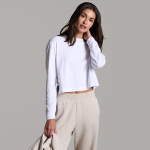 Womens Reagan Long Sleeve Boyfriend Tee WKTP0005 White