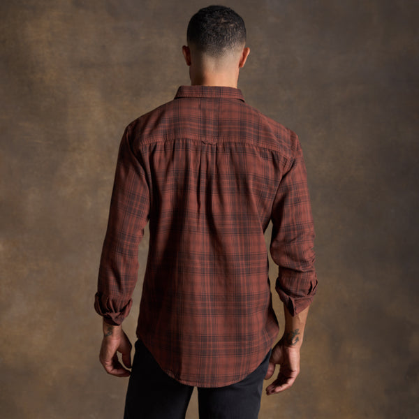 Mens Redding Long Sleeve Plaid Shirt MWTP0006 Cordovan Plaid