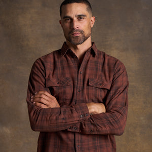 Mens Redding Long Sleeve Plaid Shirt MWTP0006 Cordovan Plaid