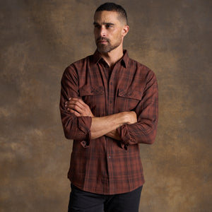 Mens Redding Long Sleeve Plaid Shirt MWTP0006 Cordovan Plaid