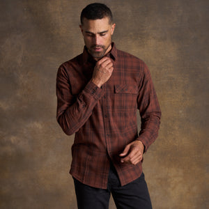 Mens Redding Long Sleeve Plaid Shirt MWTP0006 Cordovan Plaid