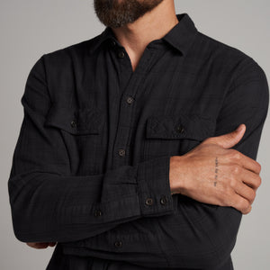 Mens Redding Long Sleeve Plaid Shirt MWTP0006 Blackout Plaid