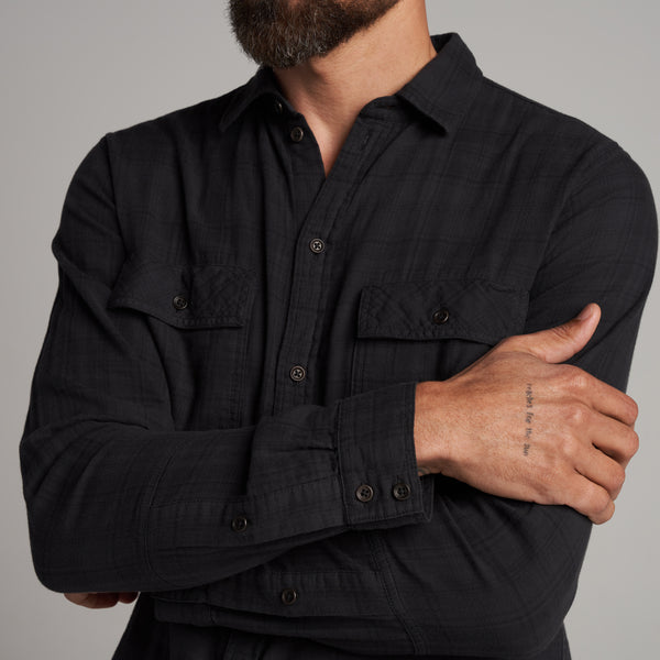 Mens Redding Long Sleeve Plaid Shirt MWTP0006 Blackout Plaid