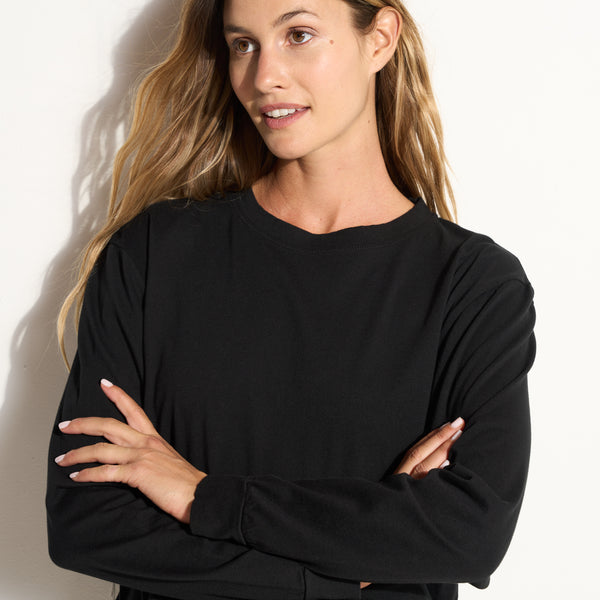 Womens Reagan Long Sleeve Boyfriend Tee WKTP0005 Black