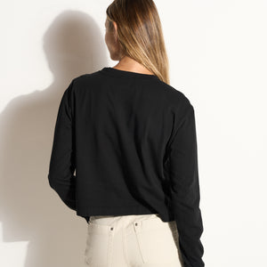 Womens Reagan Long Sleeve Boyfriend Tee WKTP0005 Black