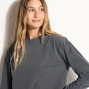 Womens Reagan Long Sleeve Boyfriend Tee WKTP0005 Blue Dusk