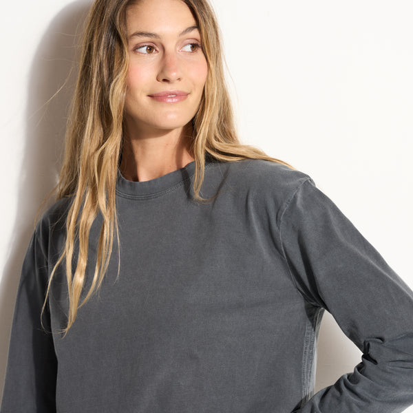 Womens Reagan Long Sleeve Boyfriend Tee WKTP0005 Blue Dusk