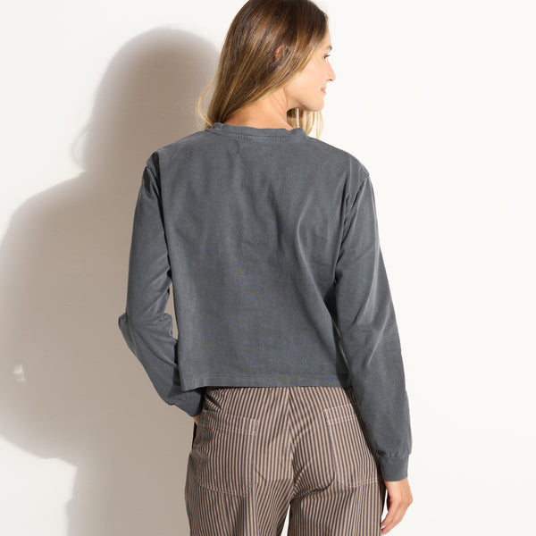 Womens Reagan Long Sleeve Boyfriend Tee WKTP0005 Blue Dusk