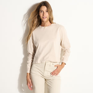 Womens Reagan Long Sleeve Boyfriend Tee WKTP0005 Bone