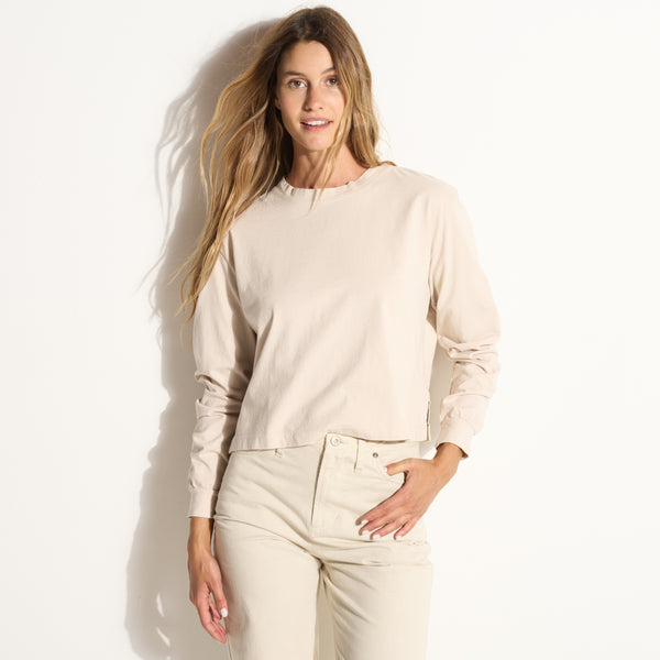 Womens Reagan Long Sleeve Boyfriend Tee WKTP0005 Bone