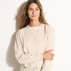 Womens Reagan Long Sleeve Boyfriend Tee WKTP0005 Bone