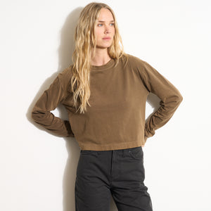 Womens Reagan Long Sleeve Boyfriend Tee WKTP0005 Olive Wood