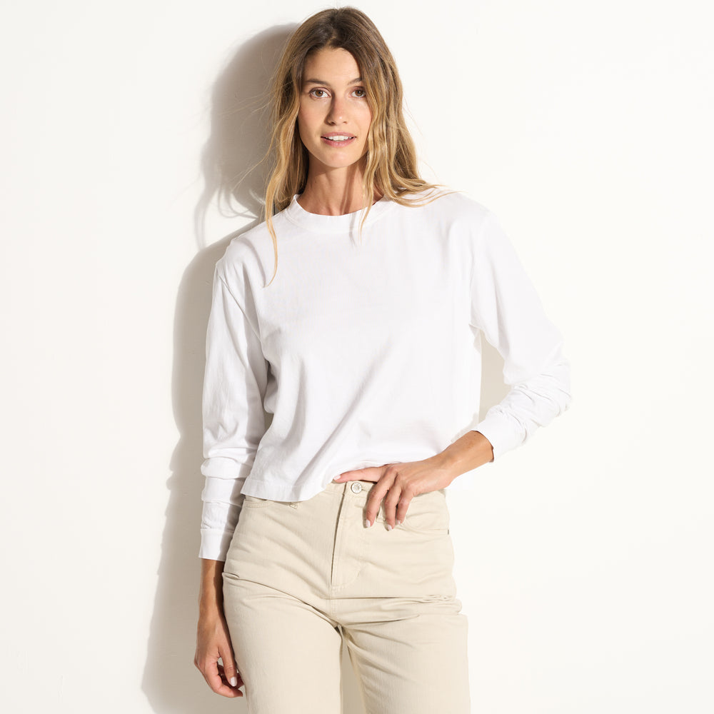 Womens Reagan Long Sleeve Boyfriend Tee WKTP0005 White