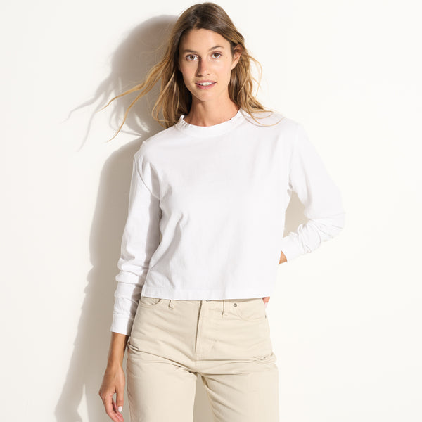 Womens Reagan Long Sleeve Boyfriend Tee WKTP0005 White