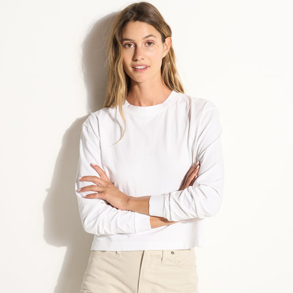Womens Reagan Long Sleeve Boyfriend Tee WKTP0005 White