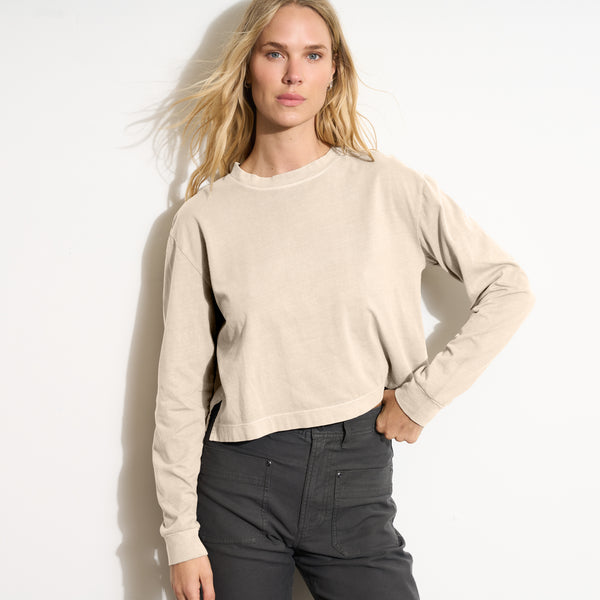 Womens Reagan Long Sleeve Boyfriend Tee WKTP0005 Bone