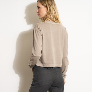 Womens Reagan Long Sleeve Boyfriend Tee WKTP0005 Stone