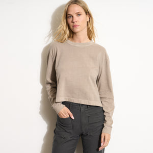 Womens Reagan Long Sleeve Boyfriend Tee WKTP0005 Stone