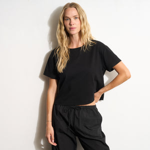 Womens Reagan Short Sleeve Boyfriend Tee WKTP0028 Black