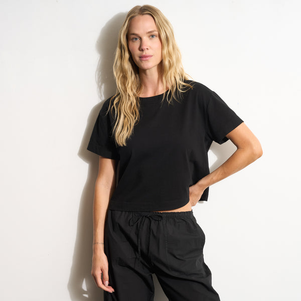 Womens Reagan Short Sleeve Boyfriend Tee WKTP0028 Black