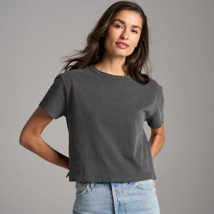 Womens Reagan Short Sleeve Boyfriend Tee WKTP0028 Faded Black